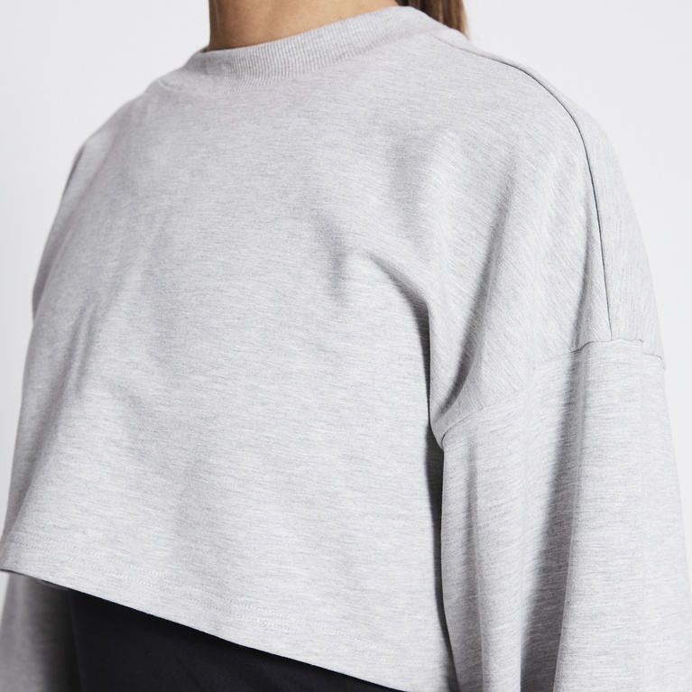Cropped sweatshirt "Power Crew" Light greymelange